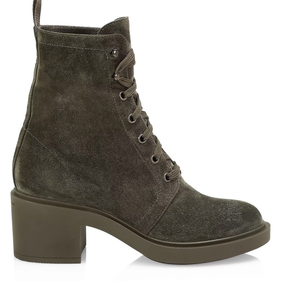 Gianvito Rossi  Block-Heel Suede Combat Boots Dark Olive size 39 - Picture 1 of 11